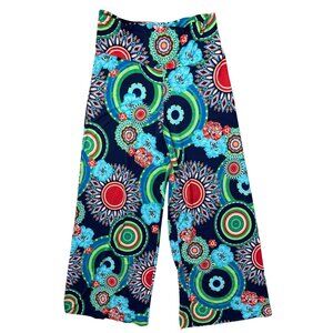 Cezanne Boho Groovy Palazzo Pant Knit Raw Hem Size 3XL Blue Green